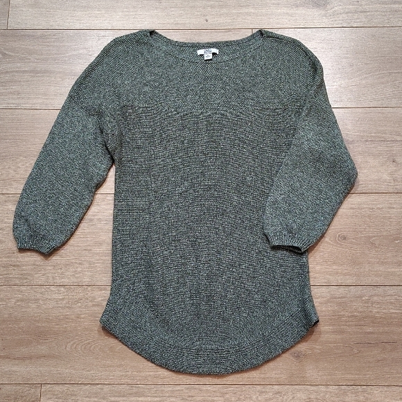 croft & barrow Sweaters - Croft & Barrow Olive Tone Scoop Neck Knit Pullover Quarter Sleeve Sweater/Size M